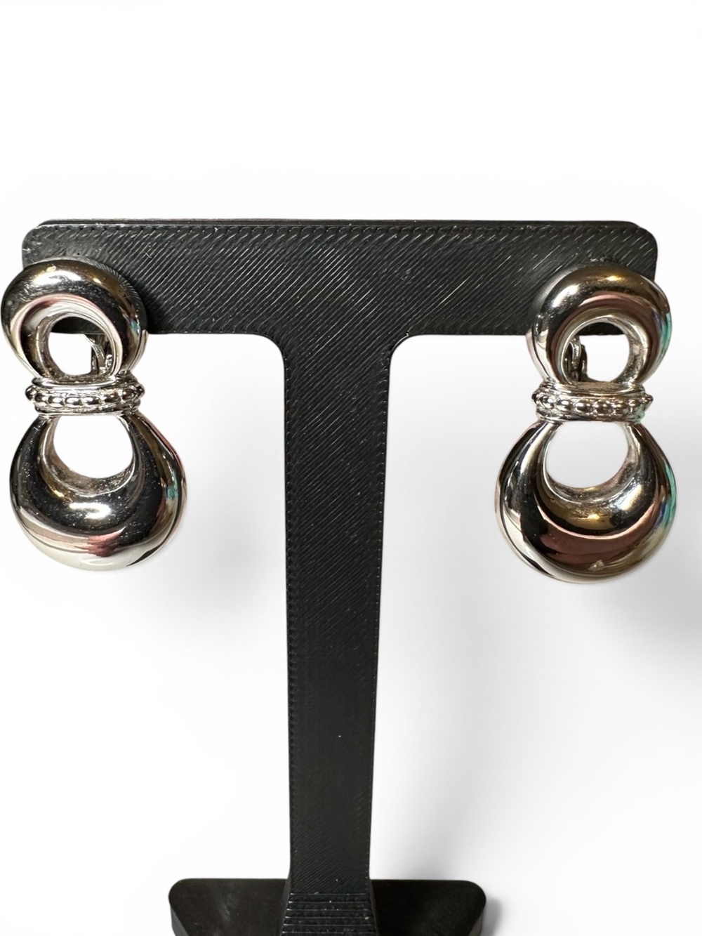 Vintage Monet Silver Tone Door Knocker Clip On Earrings